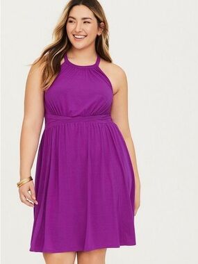 Torrid Purple High Neck Jersey Mini Dress Size 2 2X